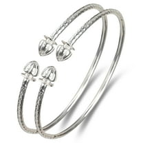 Better Jewelry Acorn .925 Sterling Silver West Indian Bangles (Pair)