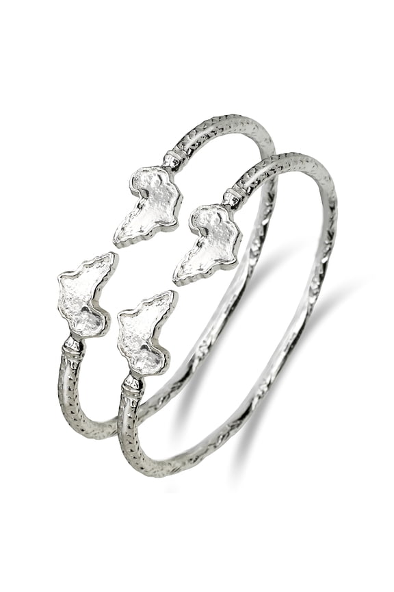 Africa Ends .925 Sterling Silver West Indian Bangles (Pair)