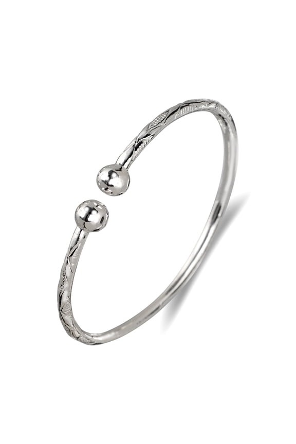 Ball .925 Sterling Silver West Indian Bangle, 1 piece