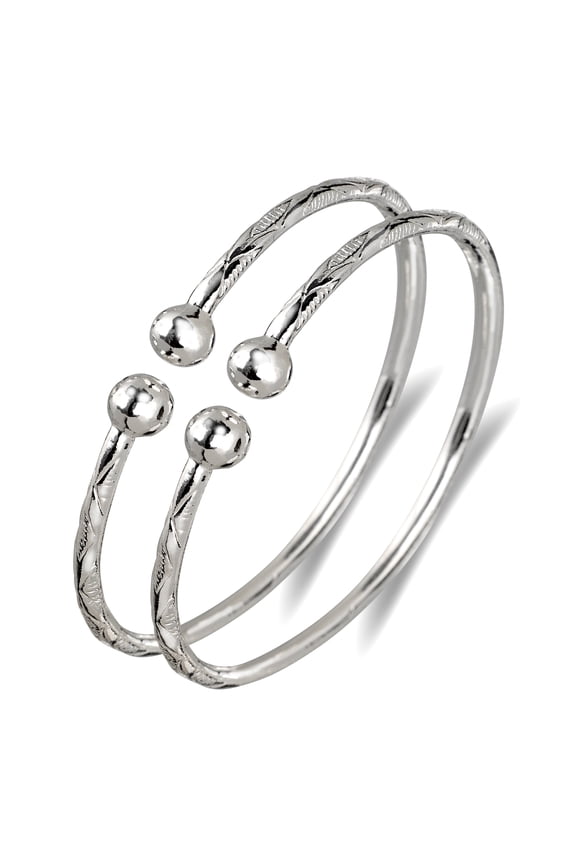 Ball .925 Sterling Silver West Indian Bangles (Pair)
