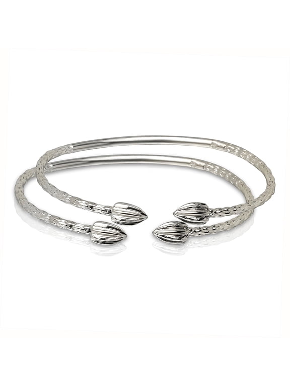 Cocoa Pods .925 Sterling Silver West Indian Bangles - PAIR (Made in USA)