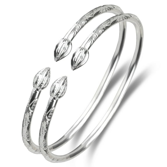 Better Jewelry Cocoa Pods .925 Sterling Silver West Indian Bangles (pair)