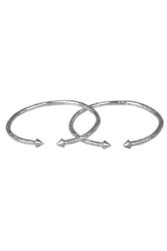 Cone .925 Sterling Silver West Indian Bangles (Pair) (4mm, 36g)