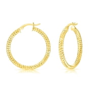 Better Jewelry Diamond Cut Hoop Earrings .925 Sterling Silver Gold Plated 4mm