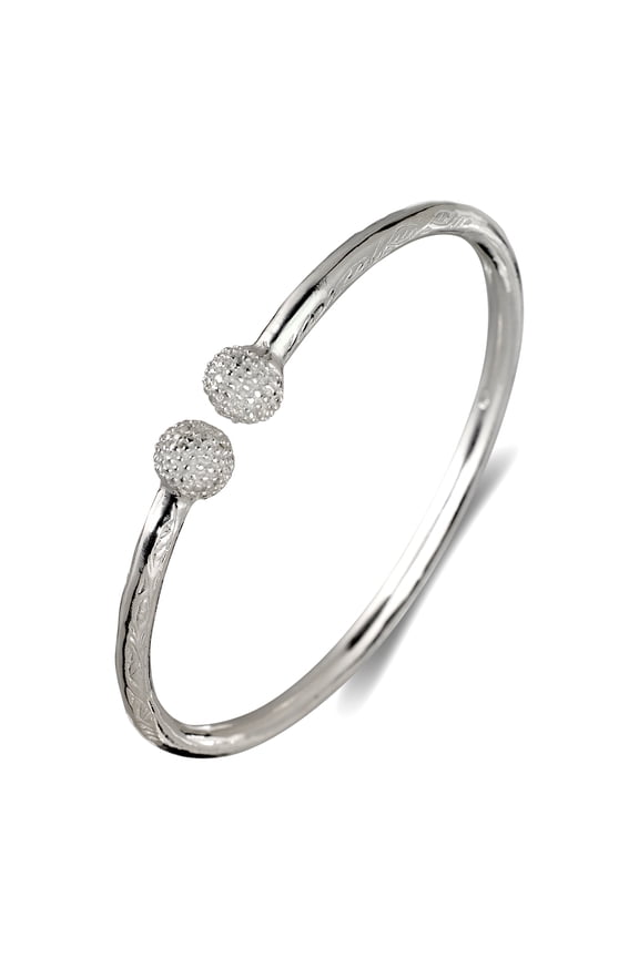 Disco Ball Ends .925 Sterling Silver West Indian Bangle 39 Grams (1 piece) (MADE IN USA) (4.5 mm)