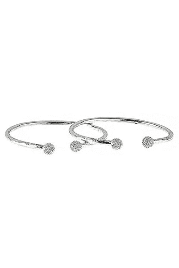 Disco Ball Ends .925 Sterling Silver West Indian Bangles 48.4 Grams, 1 pair