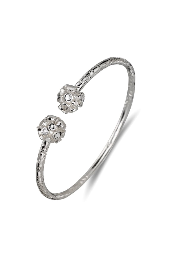 Disco Ball Ends West Indian Bangles .925 Sterling Silver (1 Piece) (Made in USA)