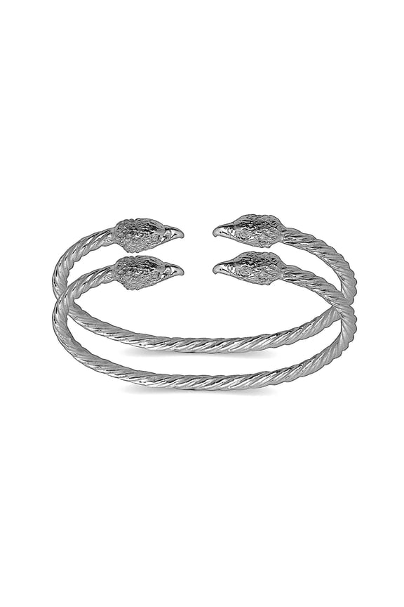 Eagle Ends Coiled Rope West Indian Bangles .925 Sterling Silver, 1 pair