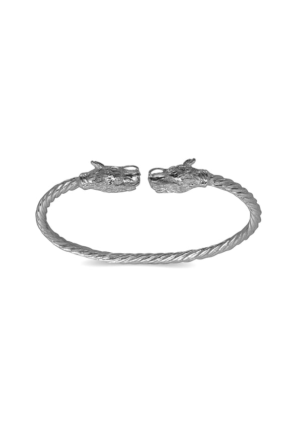 Elephant Ends Coiled Rope West Indian Bangles .925 Sterling Silver (MADE IN USA) (pair)