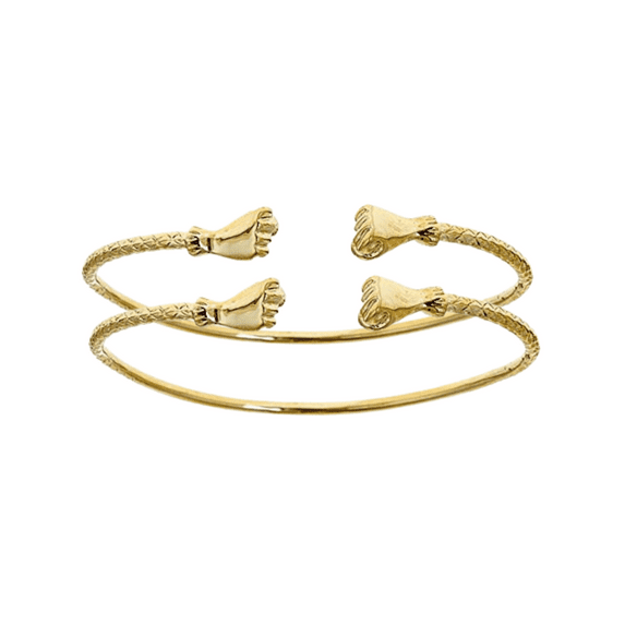 Better Jewelry Fist .925 Sterling Silver West Indian Bangles (Pair) (Made in USA)