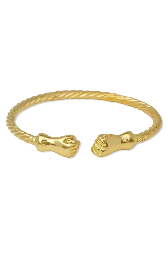 Fist Ends Coiled Rope 14K Gold Plated .925 Sterling Silver Bangle