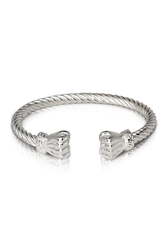 Fist Ends Coiled Rope West Indian Bangle .925 Sterling Silver (1 piece)