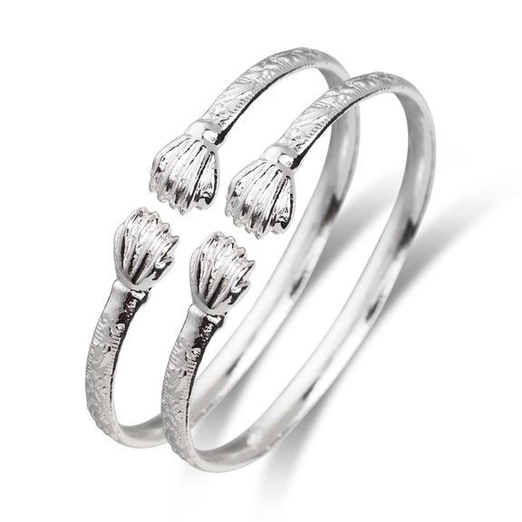 Better Jewelry Flat Fist Ends .925 Sterling Silver West Indian BABY Bangles (Pair) (Made in USA)