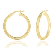 Better Jewelry Hoop Earrings Diamond Cut .925 Sterling Silver Gold Plated 4mm