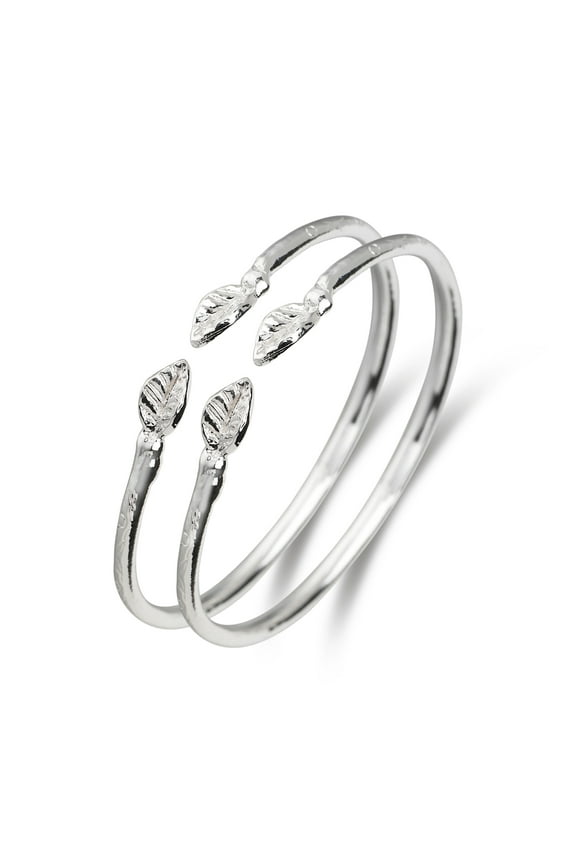 Leaf .925 Sterling Silver West Indian Baby Bangles (Pair)