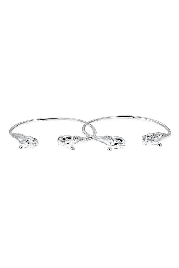 Panther Ends .925 Sterling Silver West Indian Bangles (Pair) MADE IN USA