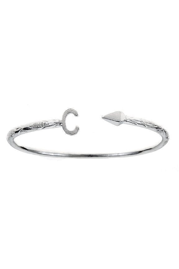 Personalized West Indian Bangle w. Pyramid End .925 Sterling Silver, 1 piece