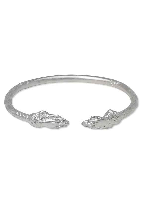 Praying Hands Ends West Indian Bangle .925 Sterling Silver, 1 piece