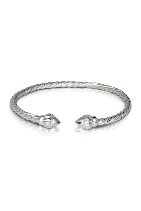 RIDGED ARROW TAJ MAHAL COILED ROPE WEST INDIAN BANGLE .925 STERLING SILVER (MADE IN USA), 1 piece