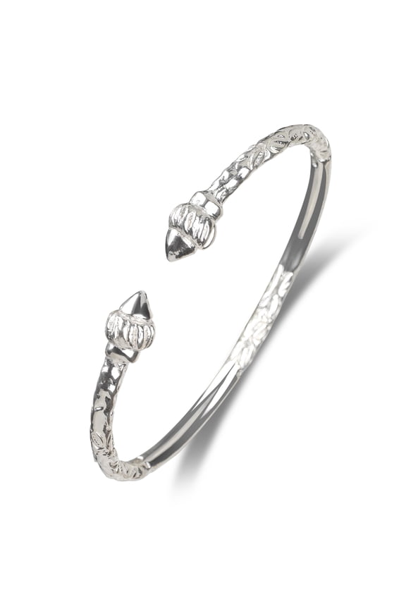 Ridged Arrow Taj Mahal .925 Sterling Silver West Indian Bangle, 1 piece