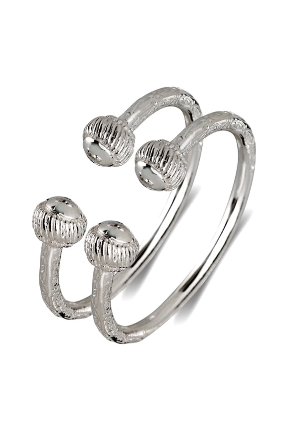 Ridged Ball .925 Sterling Silver West Indian Bangles, 1 pair