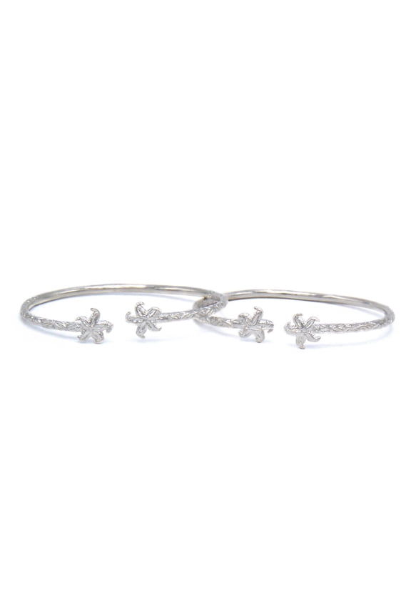 Small Starfish Solid .925 Sterling Silver West Indian Bangles (Pair)
