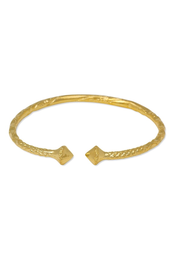 Smooth Pyramid 14K Gold Plated .925 Sterling Silver Bangle, 1 piece