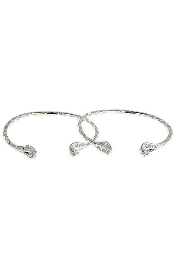 Snake Heads .925 Sterling Silver West Indian Bangles (Pair)
