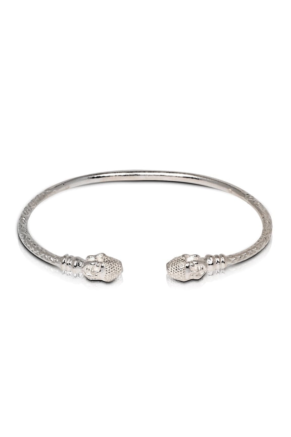 , Solid .925 Sterling Silver Gautama Buddha Bangle, 1 piece