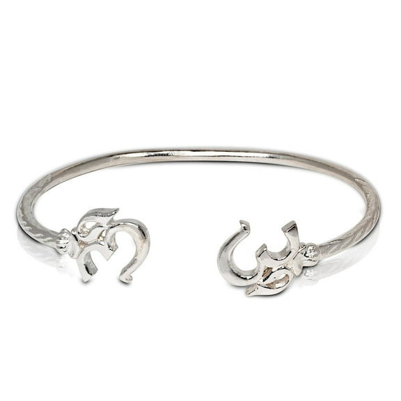 Better Jewelry Solid .925 Sterling Silver Om Symbol Bangle (Made in USA), 1 piece