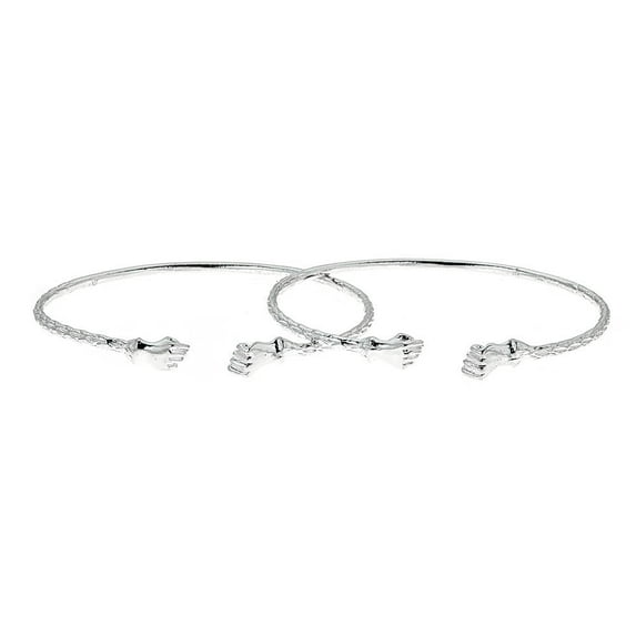 Better Jewelry Solid .925 Sterling Silver Small Fist Bangles; 15 grams (Made in USA), 1 pair