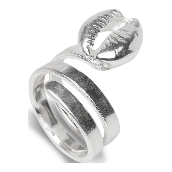 Better Jewelry Solid .925 Sterling Silver Spiral Three Row Cowrie Shell Ring