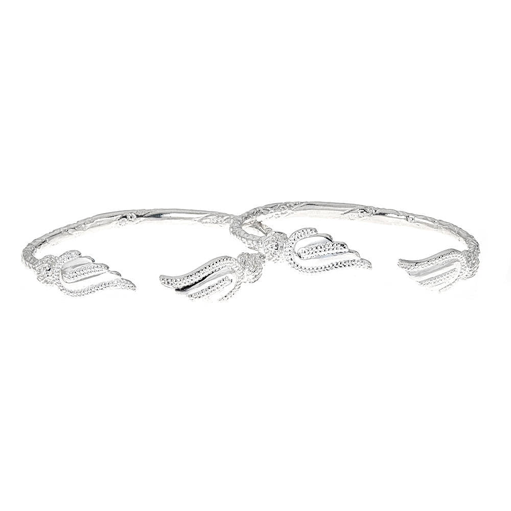 Better Jewelry Solid .925 Sterling Silver West Indian Bangles with Wing