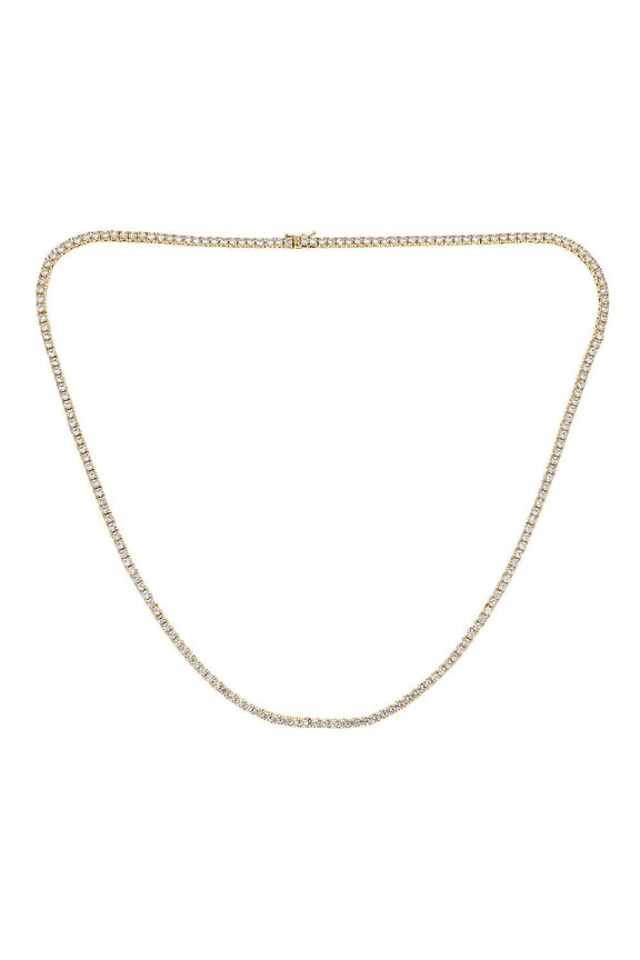 Sterling Silver .925 Iced Out Chain with 3 mm Prong CZ Stones - Gold Plated