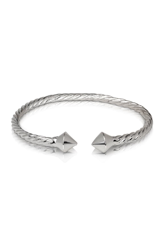 THICK PYRAMID COILED ROPE WEST INDIAN BANGLE .925 STERLING SILVER BANGLES (MADE IN USA), 1 piece