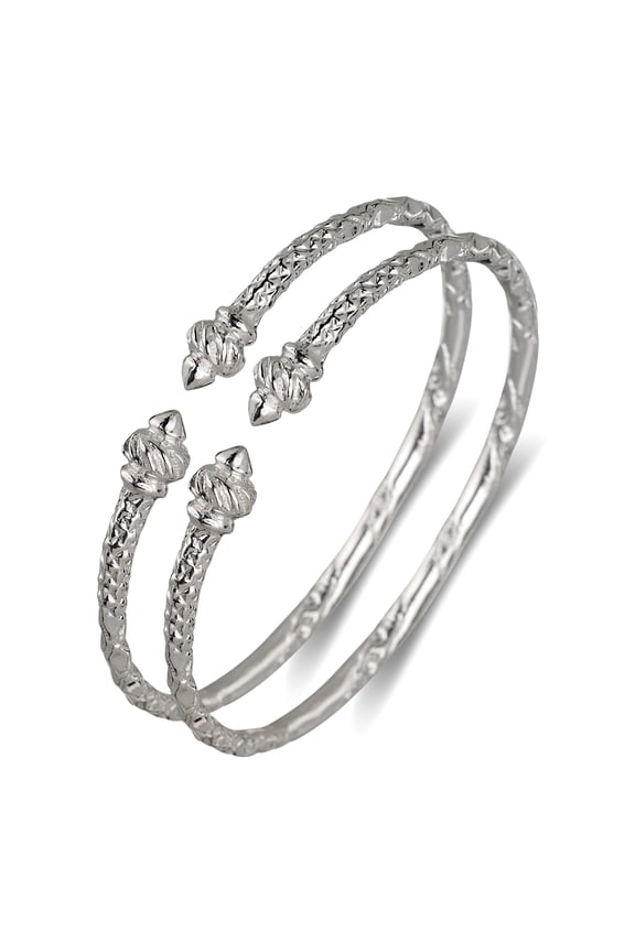 Taj Mahal Ends .925 Sterling Silver West Indian Bangles (PAIR)