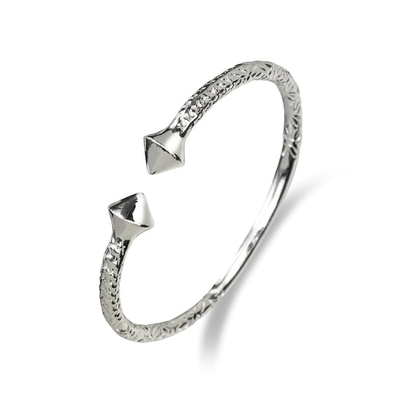Better Jewelry Thick Pyramid Ends .925 Sterling Silver West Indian Bangle (1 piece)