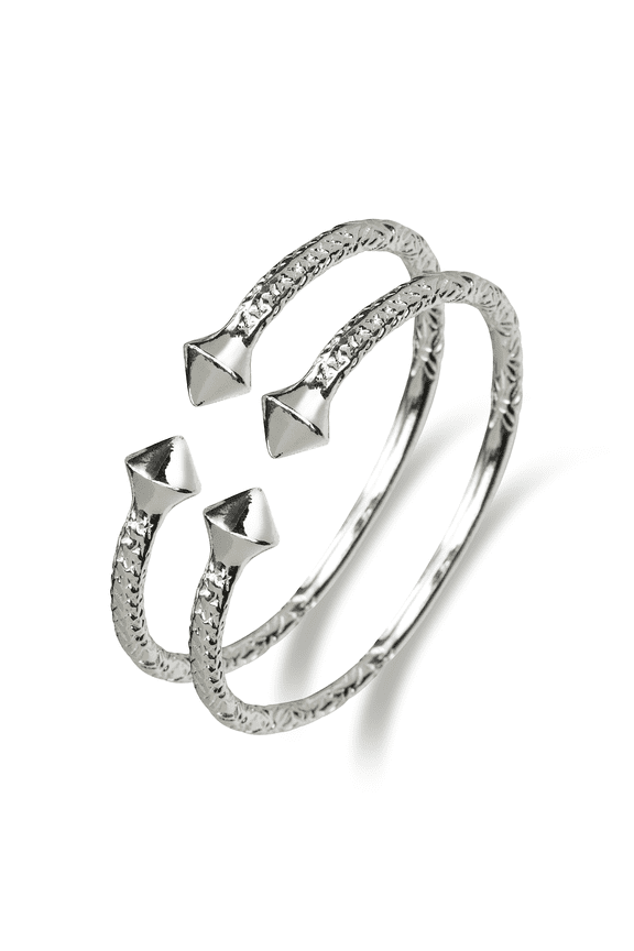 Thick Pyramid Ends .925 Sterling Silver West Indian Bangles (Pair)