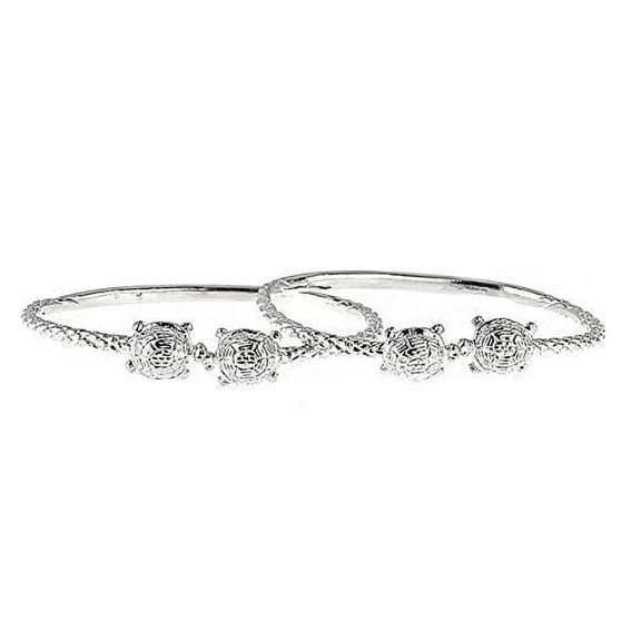 Better Jewelry Turtle Ends .925 Sterling Silver West Indian Bangles (MADE IN USA), 1 pair