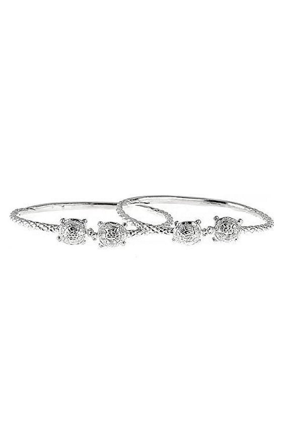 Turtle Ends .925 Sterling Silver West Indian Bangles (MADE IN USA), 1 pair