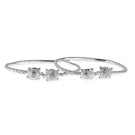 Better Jewelry Turtle Ends .925 Sterling Silver West Indian Bangles (MADE IN USA), 1 pair