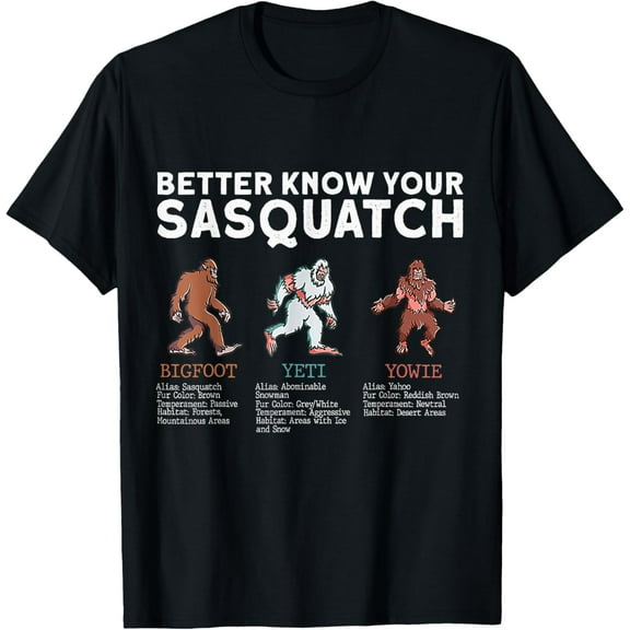 Better Know Your Sasquatch Bigfoot Yeti Yowie Funny T-Shirt Tops Tee