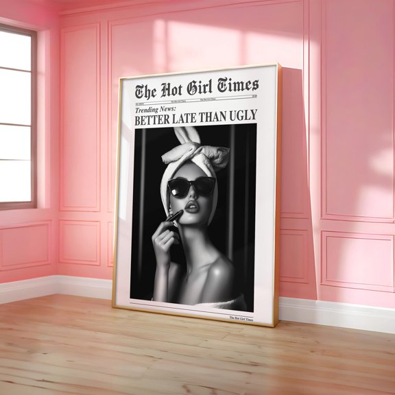 Better Late Than Trendy Newspaper Fashion Wall Art Unframed Paper Print