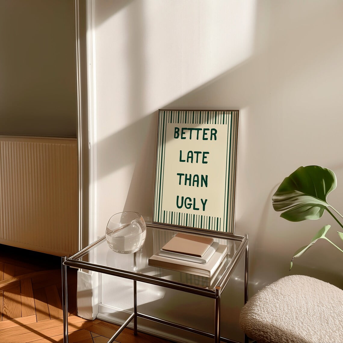 Better Late Than Ugly Girly Wall Art Makeup Print Preppy Poster