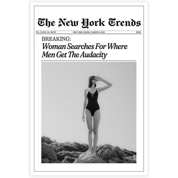 Better Late Than Ugly Newspaper Posters Black And White Canvas Wall Art Funky Girl Aesthetic Preppy Prints Painting For Home Bedroom Dorm Wall Decor 8x10in Unframed