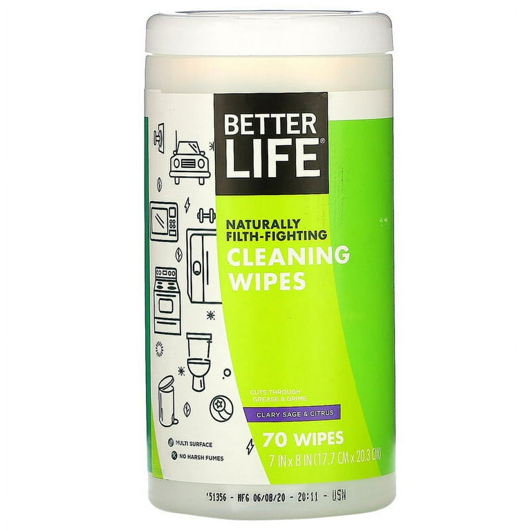 Better Life Cleaning Wipes, Clary Sage & Citrus - 70 wipes