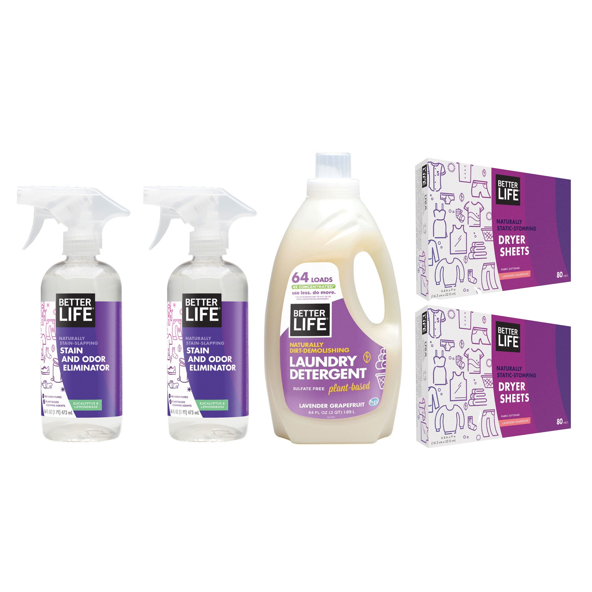 Better Life Laundry Detergent Liquid w/ 2 Stain Eliminator & 2 Dryer