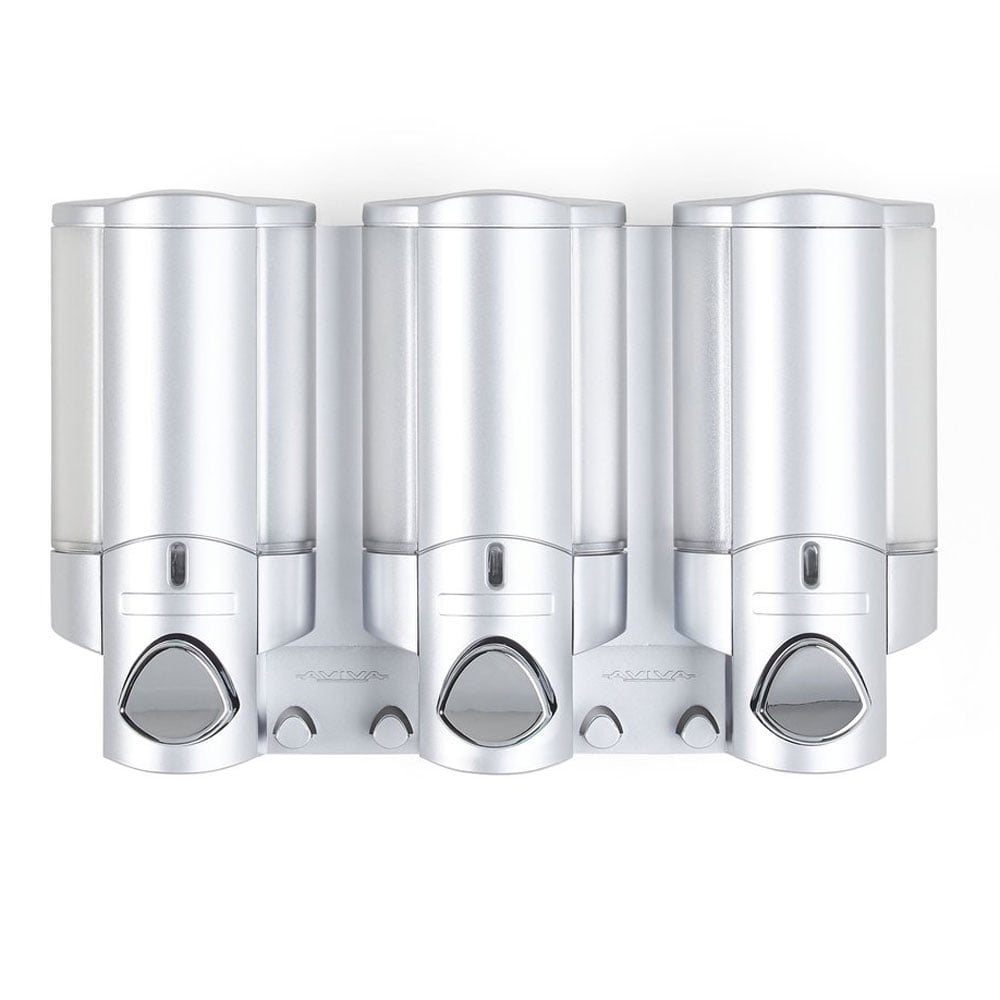 Satin Silver 3-Chamber Shower Dispenser