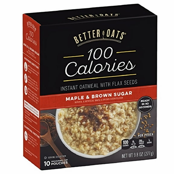 Better Oats 100 Calorie Maple and Brown Sugar Oatmeal (Pack of 72)