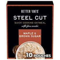 Better Oats Maple & Brown Sugar, Instant, Steel Cut Oatmeal, Hearty 10 Packets, 15.1 oz Box